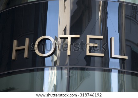 Hotel Sign in Urban Setting