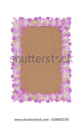 pink orchid on Cork board Texture background isolated on white background. this has clipping path.