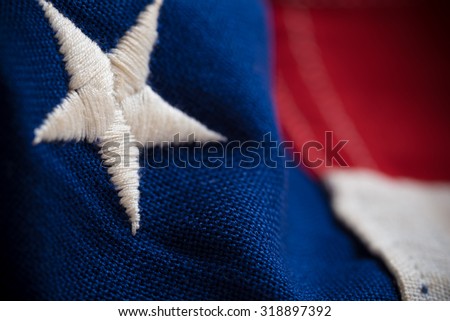 Macro or close-up of American flag use as a background for Memorial, Veterans or Independence day