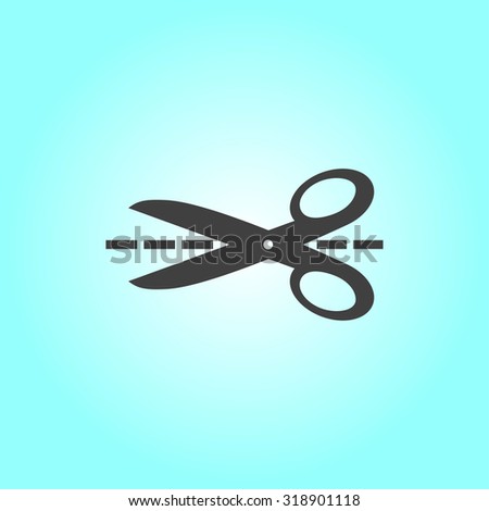 Scissors with-cut lines icon.