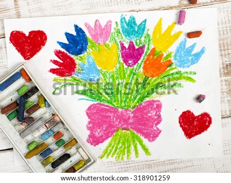 photo of colorful drawing: tulip bouquet