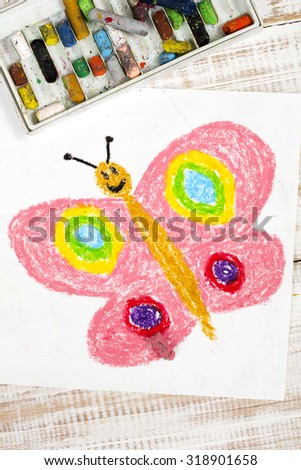 photo of colorful drawing: happy butterfly 