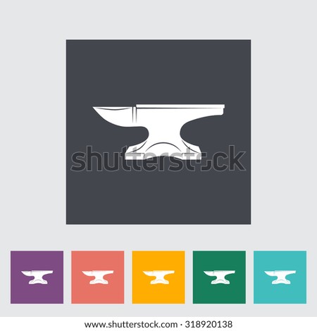 Anvil. Single flat icon on the button.  illustration.