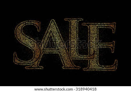 Sale Particles Golden Text on Back Background.