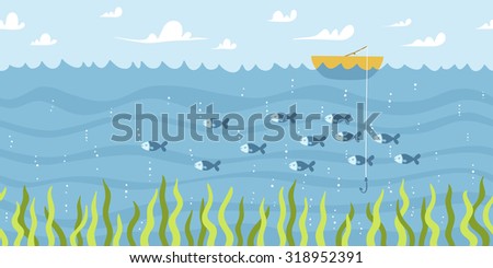 River fishing vector seamless background