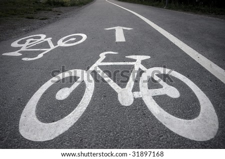 Bicycle symbol on a bicycle lane
