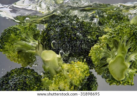 Broccoli boiling in water