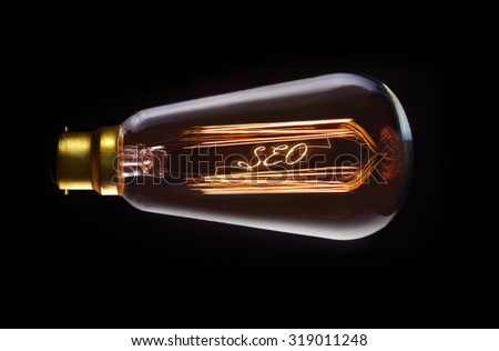 SEO concept in a filament lightbulb.