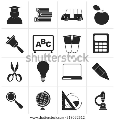 Black education and school icons - vector icon set