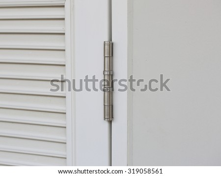 stainless hinges on white door Royalty-Free Stock Photo #319058561