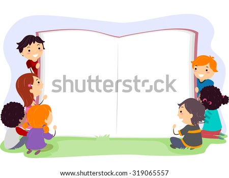 Stickman Illustration of Kids Opening a Giant Book