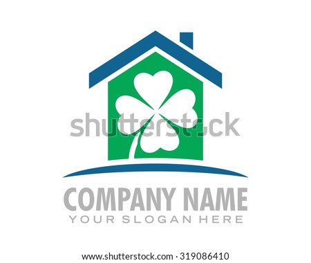 clover leaf housing house home residential logo image icon vector 1