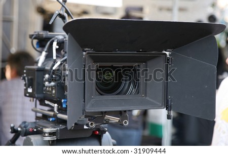 digital motion picture camera with matte box on location
