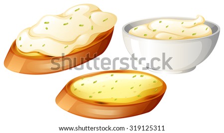 Toasted bread topping with cream illustration