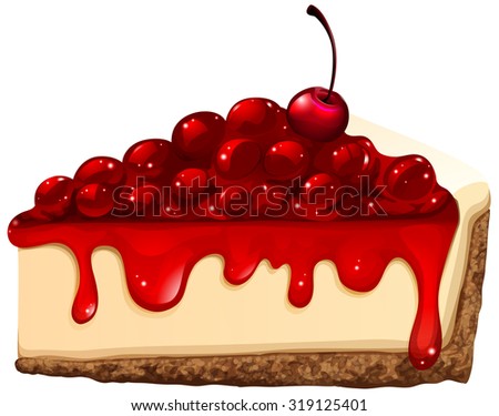 Red cherry cheesecake illustration