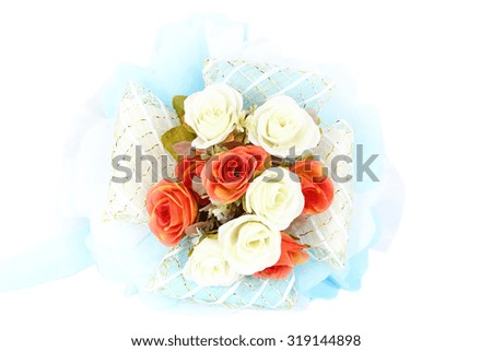 artificial flowers decorative isolated on the white background