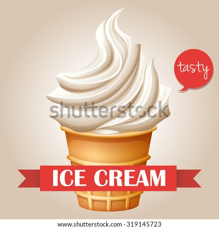 Soft ice cream on cone illustration