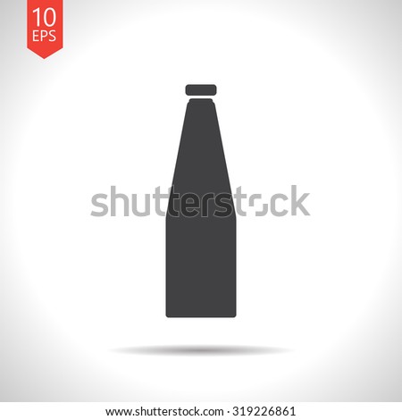 Vector flat black water bottle on white background 