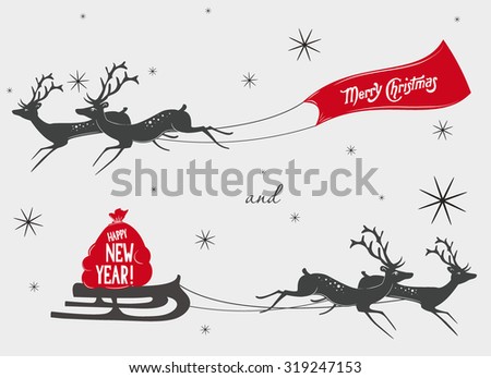 Running deers with christmas decorations