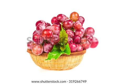 the red grapes isolated on white background