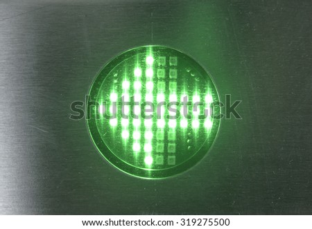 green light of LED arrow shape