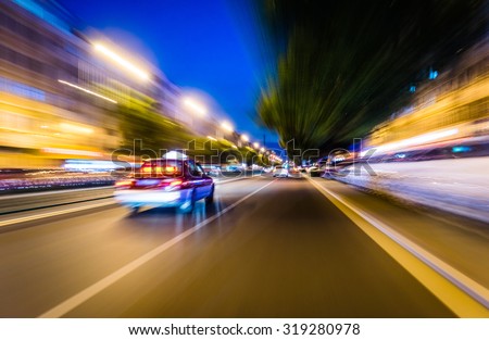 A quick taxi in the city of night