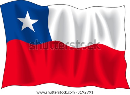 Waving flag of Chile isolated on white