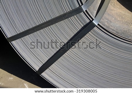 strip steel in the bulk terminal, closeup of photo