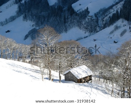 Small cottage in alps (Elm, Glarus, Switzerland)