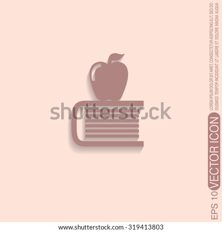 Books tower with apple icon. Education sign
