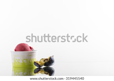 colorful take-away ice cream in plastic cup for menu card