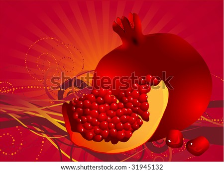 Pomegranates fresh vector background.