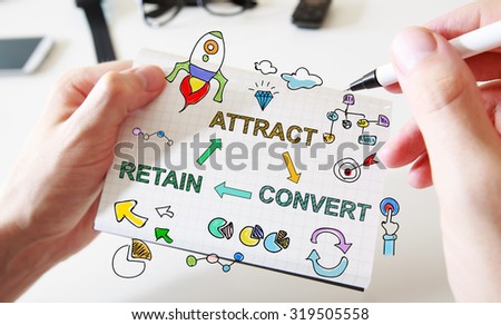 Hand drawing Customer Acquisition concept on white notebook