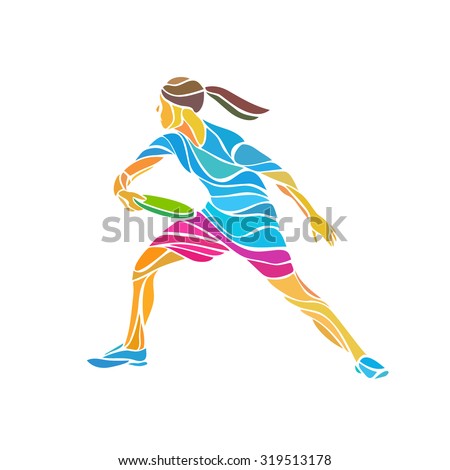 Female player is playing Ultimate, vector illustration Royalty-Free Stock Photo #319513178