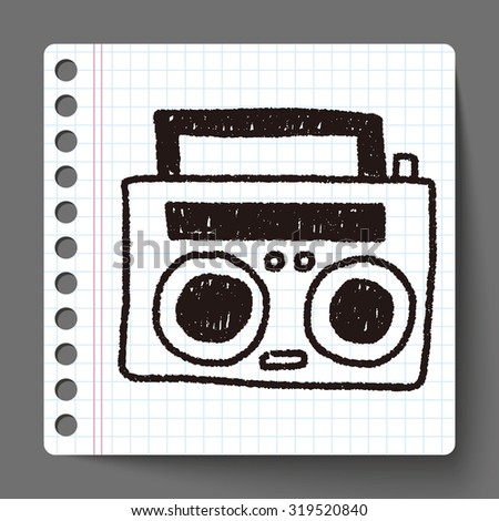 radio player doodle drawing