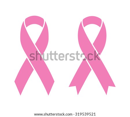 Pink ribbons isolated on white (Breast Cancer Sign). Vector illustration.