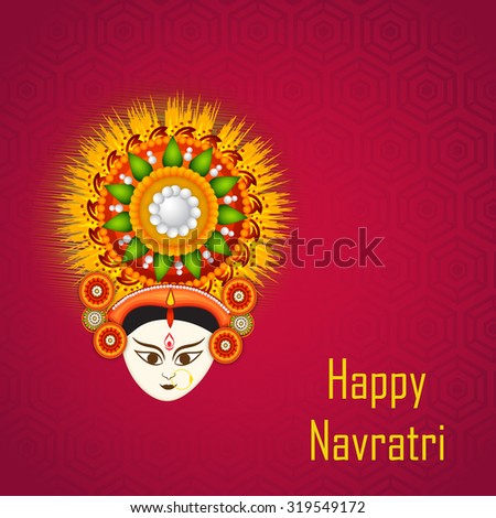Vector illustration of Maa Durga in a colourfull background for Happy Navratri.