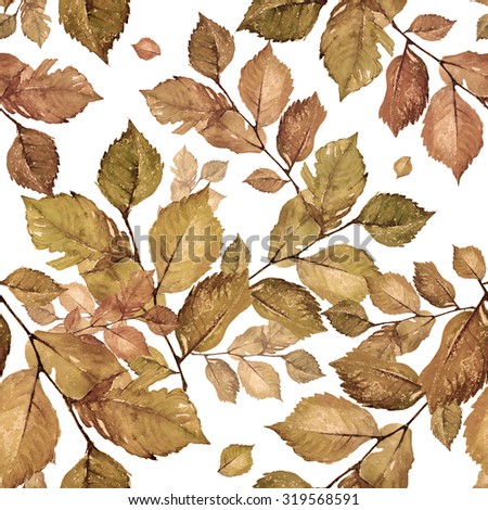 Watercolor bright leaves seamless pattern-1. Wonderful print of a watercolor sketches by hand. herbarium. retro. Vintage.