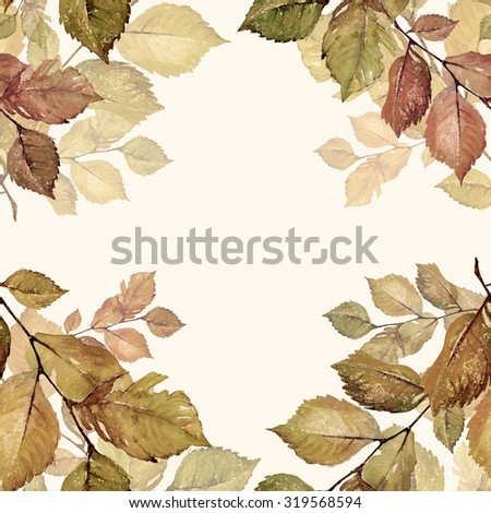 Watercolor background beautiful bright leaves W .Fine background for decoration and design. Watercolor sketch from nature handmade.