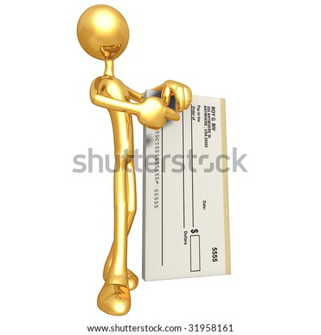 Gold Guy With Blank Check