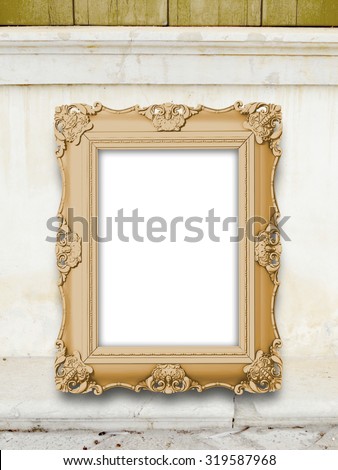 Baroque frame on ancient wall background texture