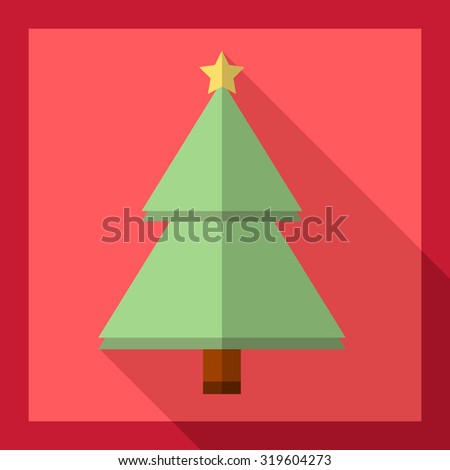 Christmas tree icon. Flat design style modern vector illustration. Isolated on stylish color background.