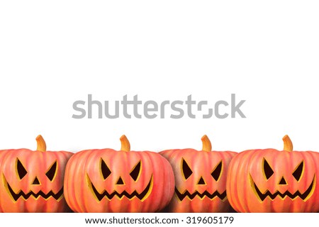 halloween pumpkins on isolated white background