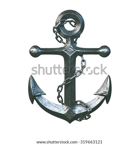 Iron Anchor Isolated on White Background