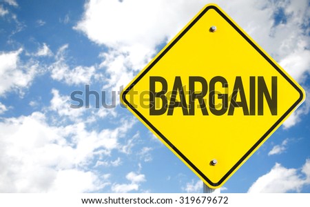 Bargain sign with sky background