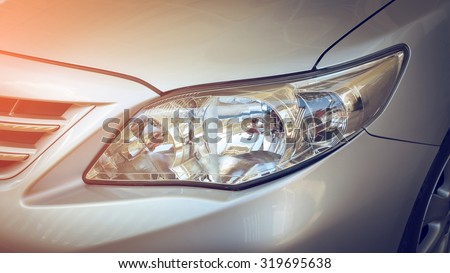 led headlight of car, image close-up part of automobile Royalty-Free Stock Photo #319695638