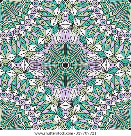 Colorful ethnic patterned background. Arabesque vector ornament