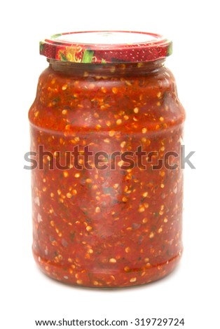 jar with tomato on a white background