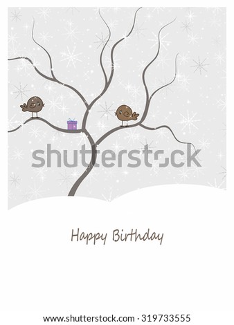 Small Birds - Winter - Happy Birthday