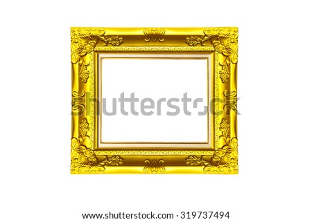antique golden frame isolated on Black background